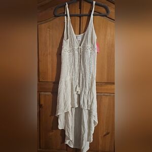 Xhilaration Cream Sleeveless High Low Bohemian Style Vest Or Coverup